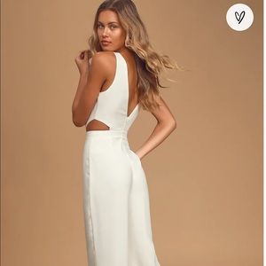 Moments to Remember White Sleeveless Wide-Leg Cutout Jumpsuit from Lulus